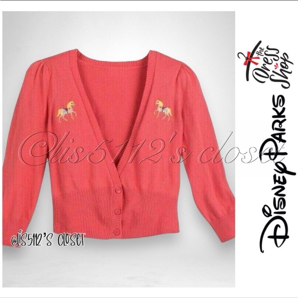 Disney Parks The Dress Shop Main Street USA Dapper Day Horse Cropped Cardigan L - Picture 1 of 10